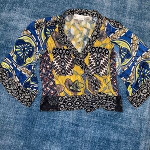 Colorful Patterned Wrap Top